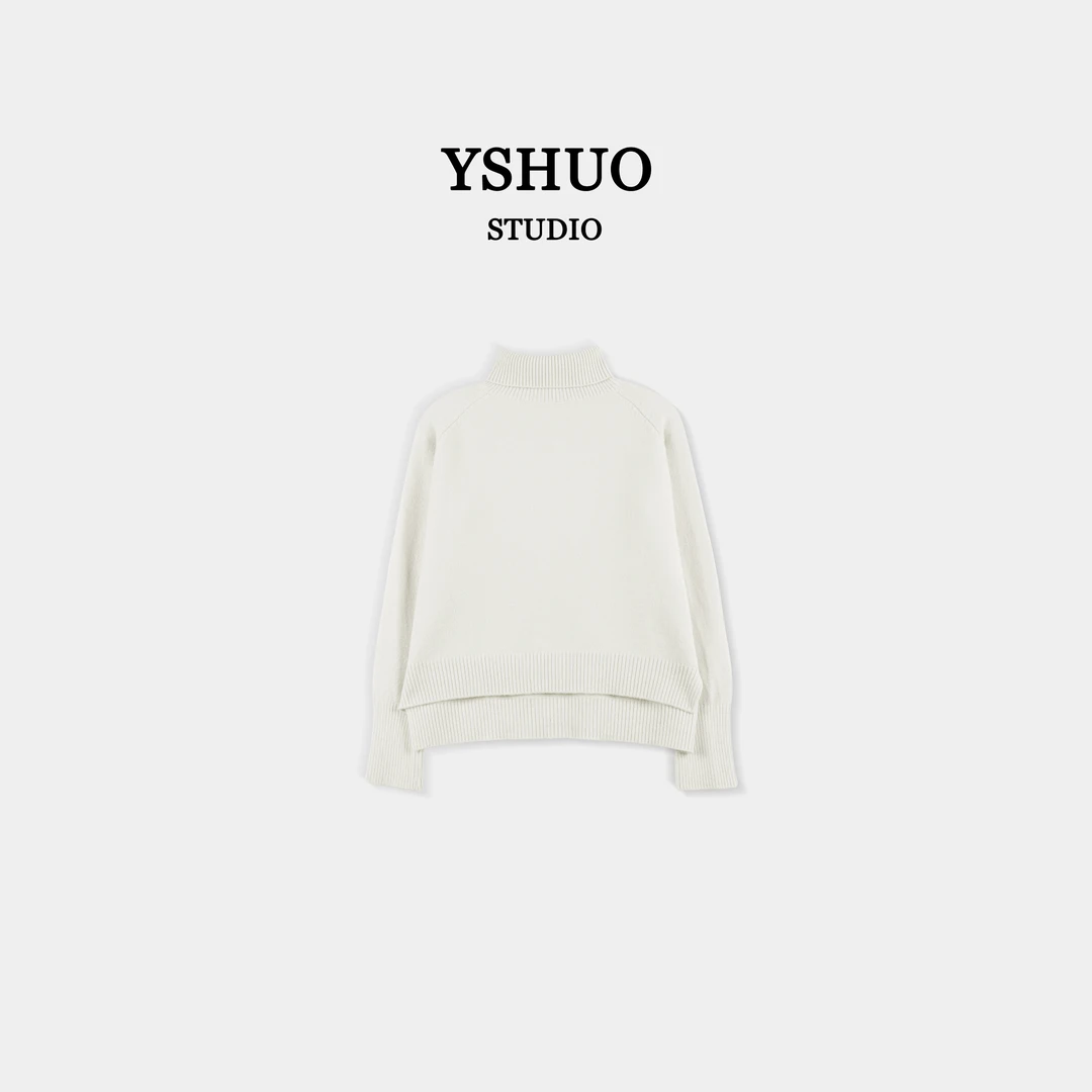 【酷飒性格】红人上新 酷帅风高领不规则前短后长加厚宽松毛衣24816