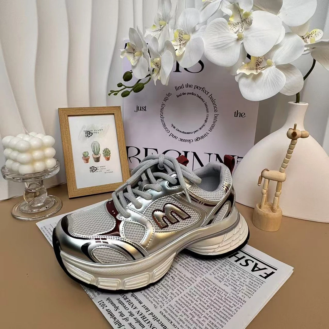 2024秋款时尚厚底安哥拉红爆款休闲百搭时尚显脚小运动老爹鞋