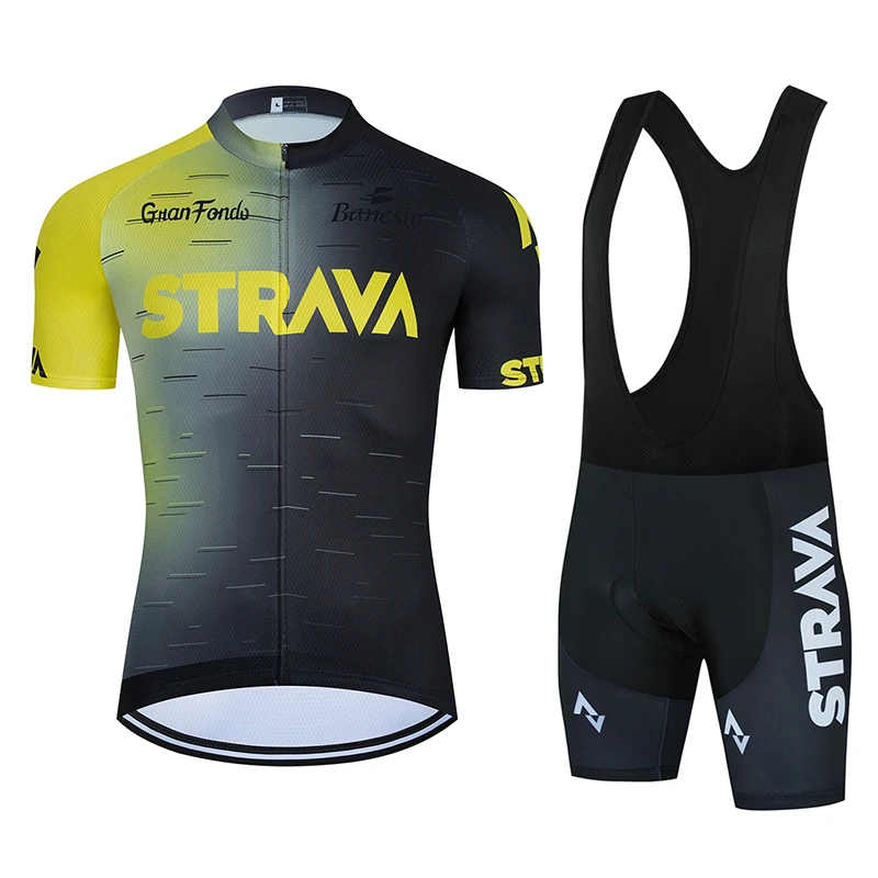 Banesto骑行服黑色背带短袖套装夏季专业骑行服自行车骑行