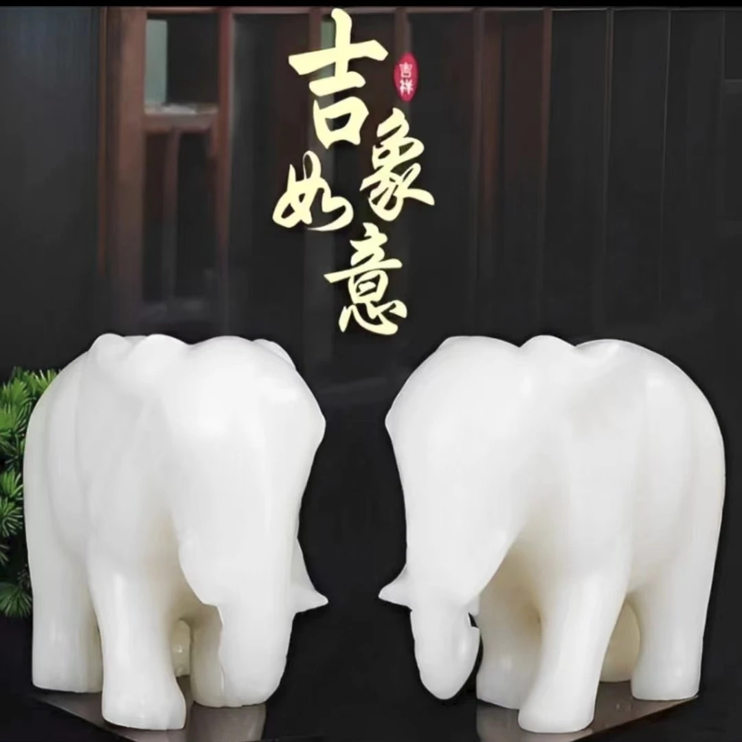 家居摆件大象一对客厅玄关办公室中式创意摆件
