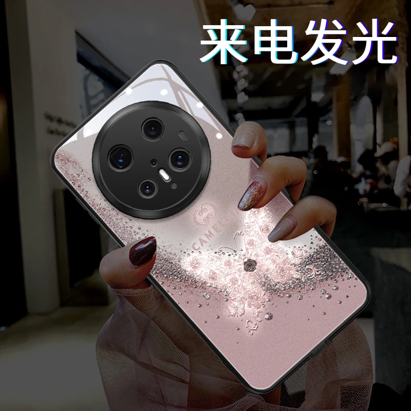 发光流沙蝴蝶标适用华为mate70pro手机壳高端60新款Pura70pro网红