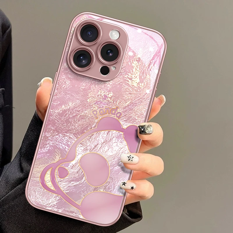 适用苹果16华为/oppo/vivo碎冰趴趴熊猫手机壳15promax高级感网红