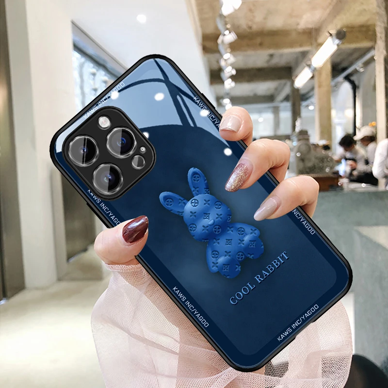 适用苹果16华为/oppo/vivo雾霾兔手机壳新款15promax情侣高级感女
