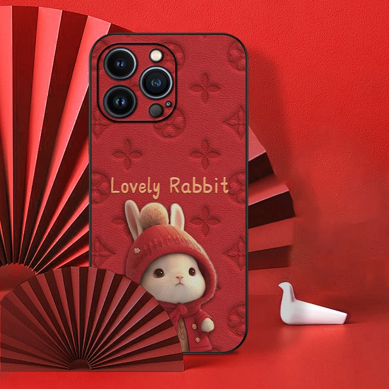 适用苹果16华为/oppo/vivo红帽小兔手机壳15promax新款高级感网红