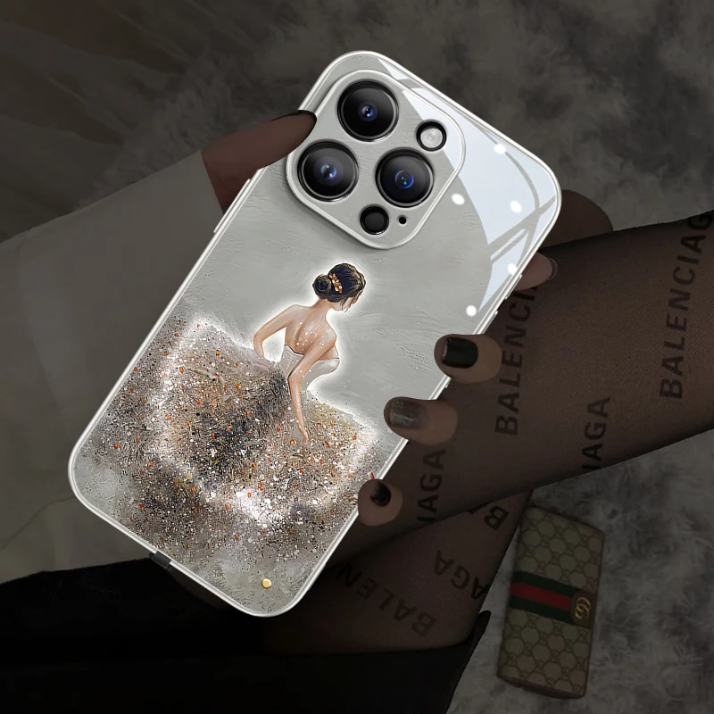 适用苹果17发光白月光背影手机壳iphone16promax新款17pro高级air