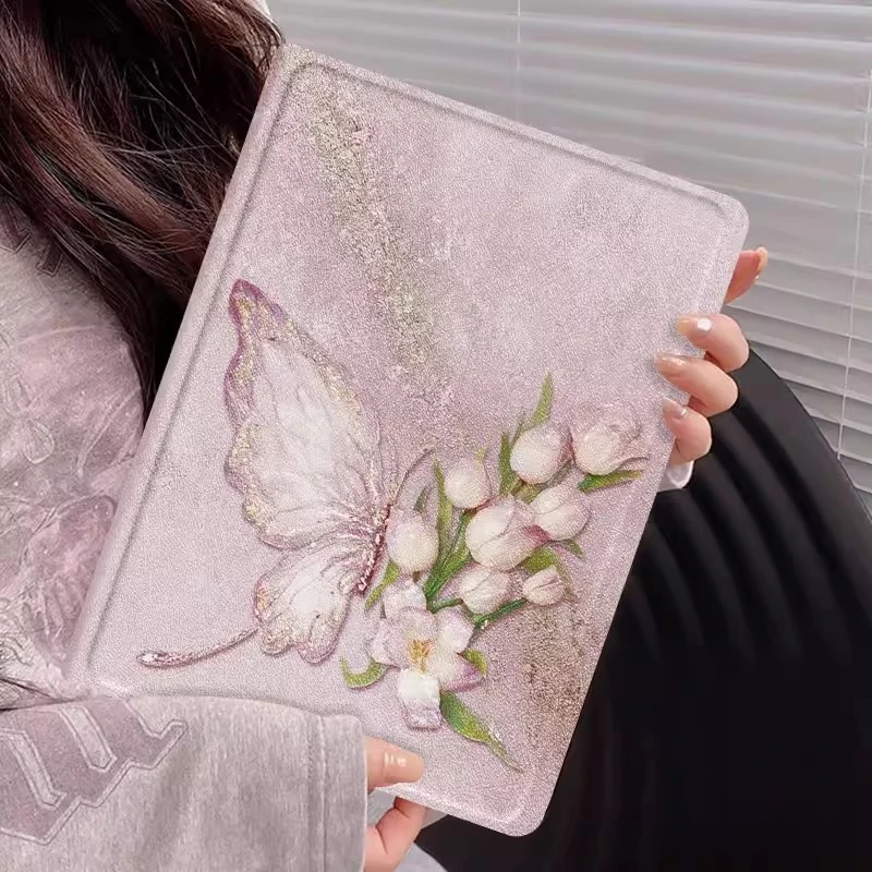 玫瑰蝴蝶华为matepad保护套带笔槽matepad11.5s新款2024平板壳air