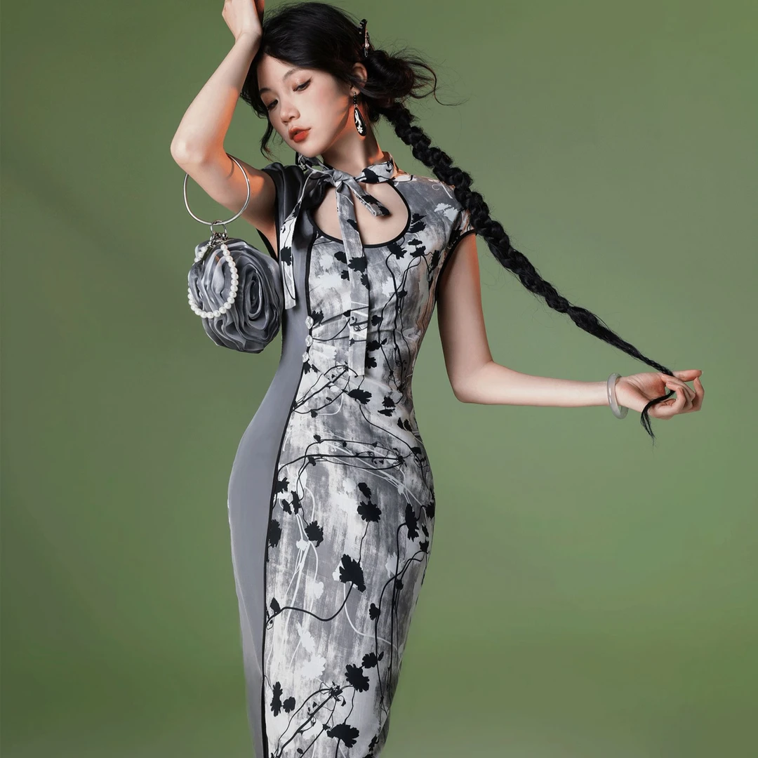 SIJINSTUDIO藤影 气质日常通勤高智感原创改良旗袍长款