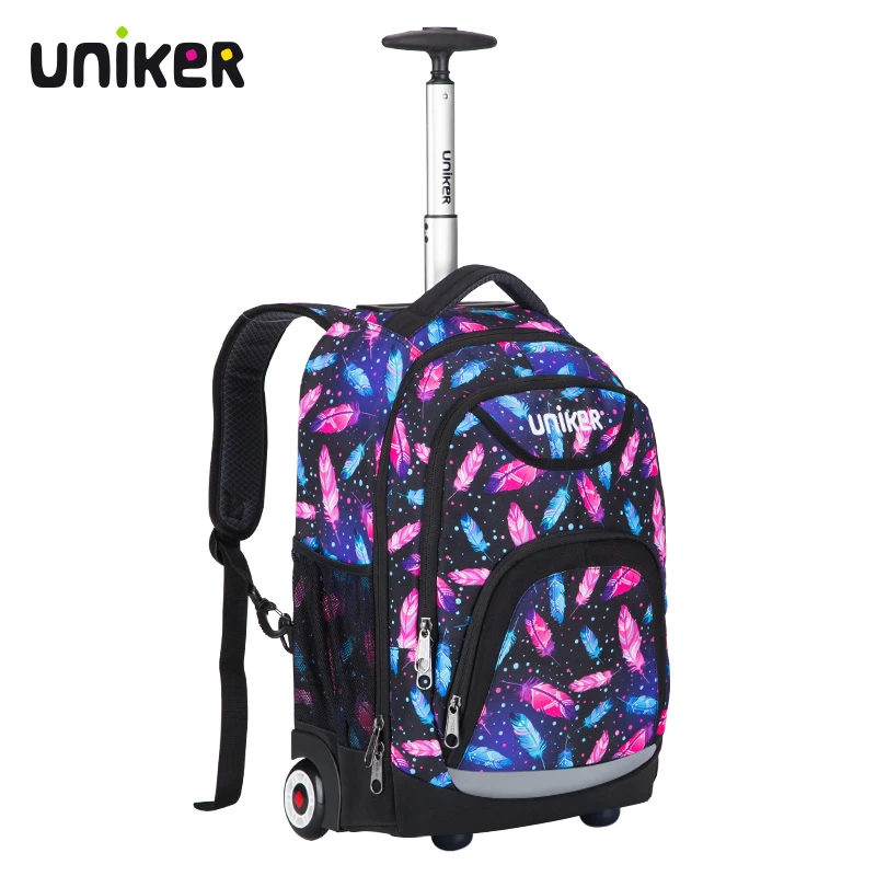 uniker静音拉杆书包女孩小学生双肩背包男初中时尚旅行休闲行李包