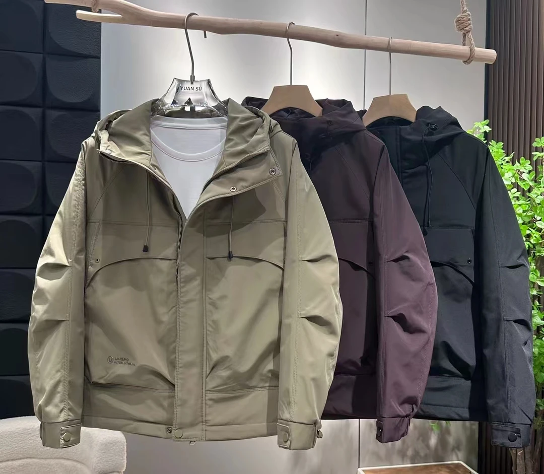 秋冬新款工装二棉夹克男士百搭宽松连帽外套休闲防风加厚冲锋衣男