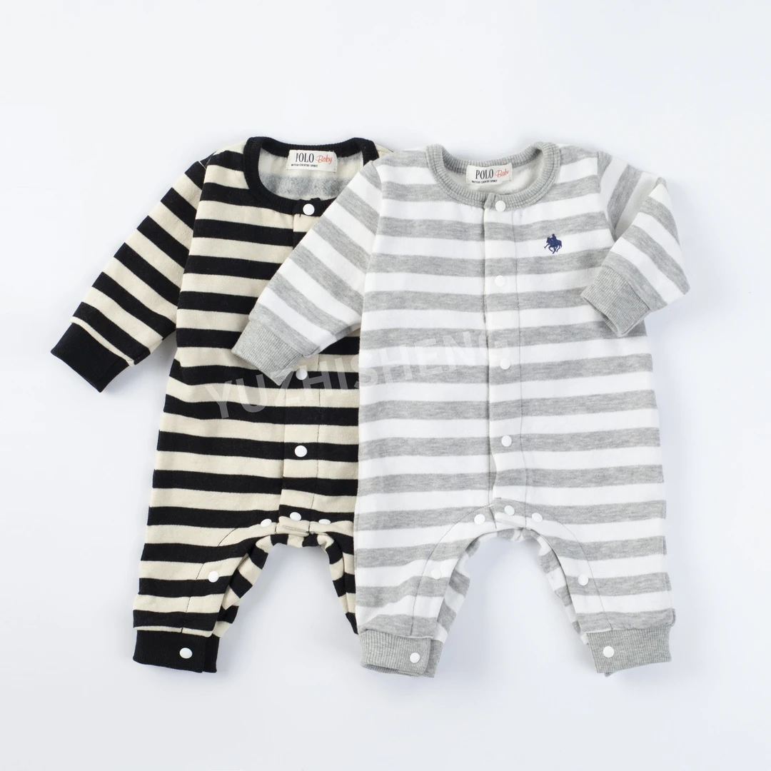 日单条纹加绒连体衣柔软保暖！尺码偏小慎拍，身长+10拍！