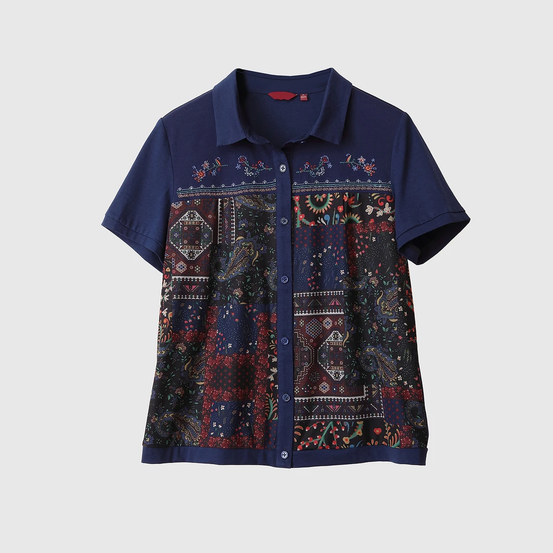 精梳棉宽松加大妈妈夏装T恤绣花棉短袖凉爽透气中老年棉体恤