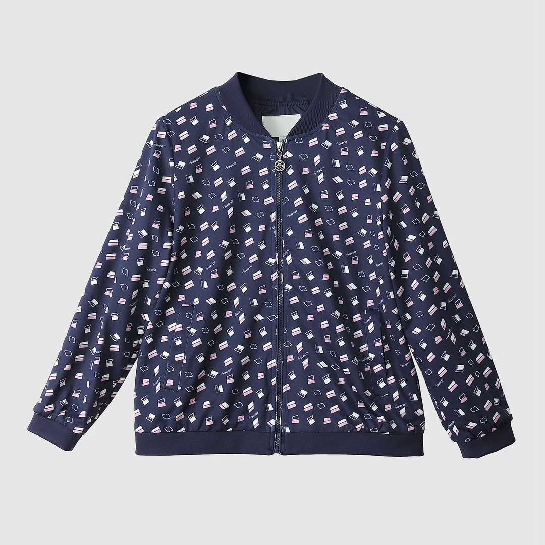 年轻妈妈装秋季休闲外套夹克短款中老年女装花色上衣柔软舒适洋气