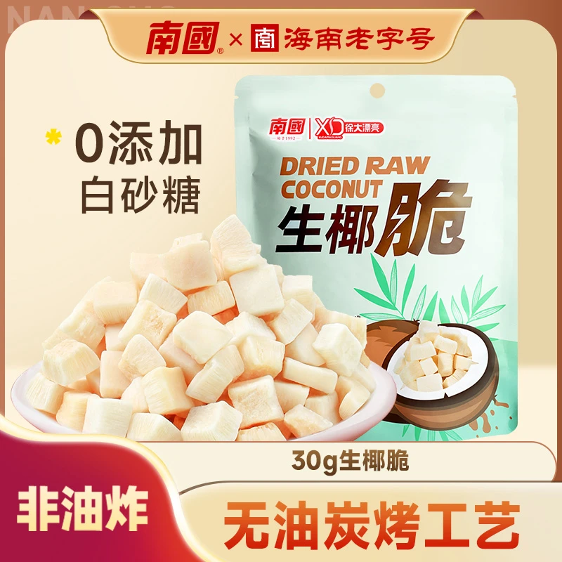 南国生椰脆块30g*2海南特产 香烤椰子片休闲零食新鲜椰肉袋装食品
