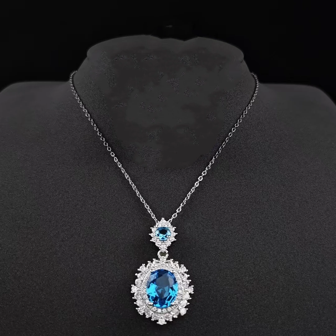 【现货现发】奢华贵气高级感蓝色海洋之心项链nn