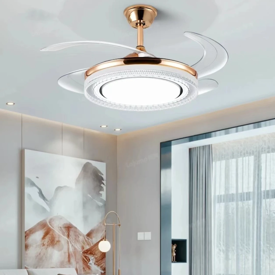 2024年新款家用大气轻奢北欧简约圆形双控隐形餐厅圆形风扇灯