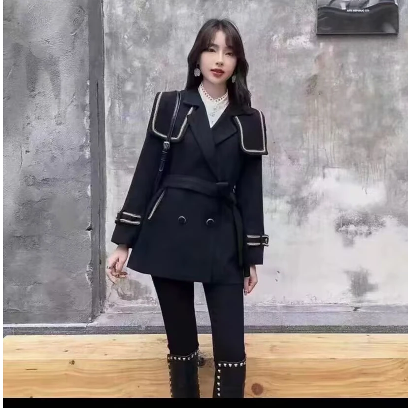 赫本风秋冬毛呢大衣女