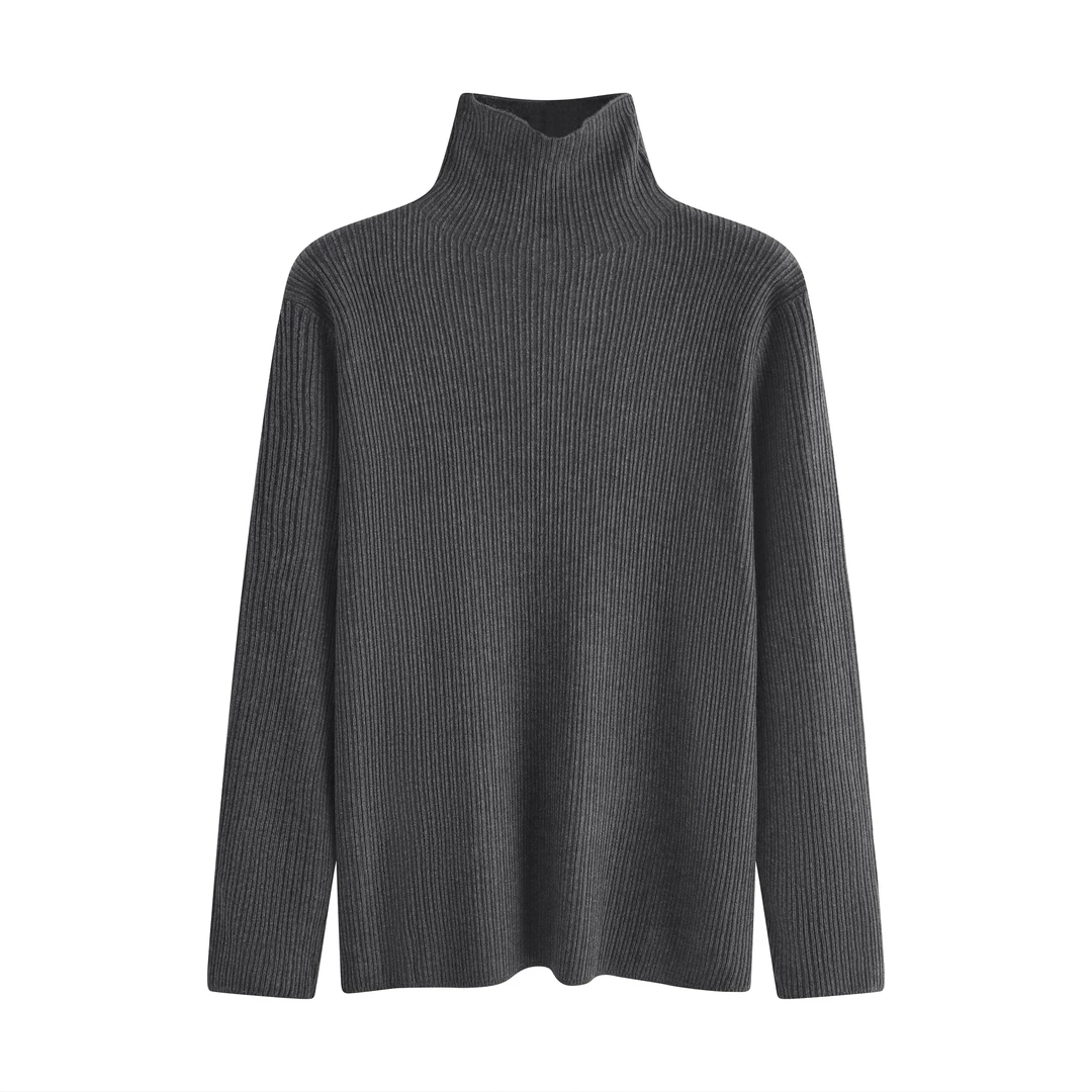 817女款堆堆领时尚宽松百搭显瘦减龄螺纹针织打底衫