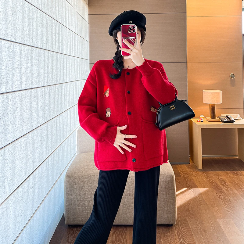 【希希推荐】新年孕妇毛衣开衫韩版宽松大码孕妇外套上衣