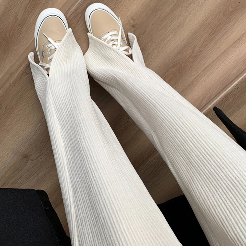 孕妇秋冬季雪尼尔高腰阔腿裤直筒显瘦拖地裤脚口开叉女神裤长裤