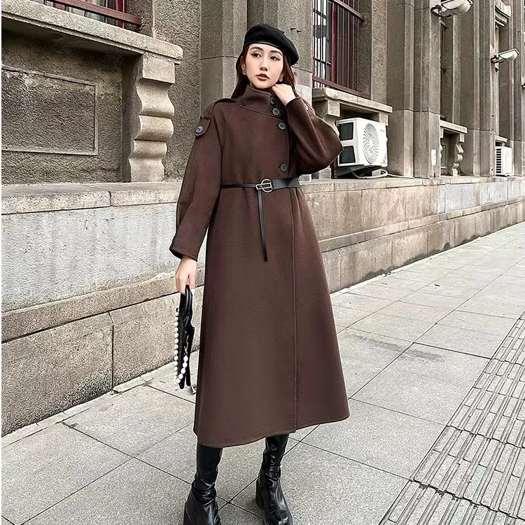 羊毛大衣网红女士设计师双面呢气质秋冬时尚5833