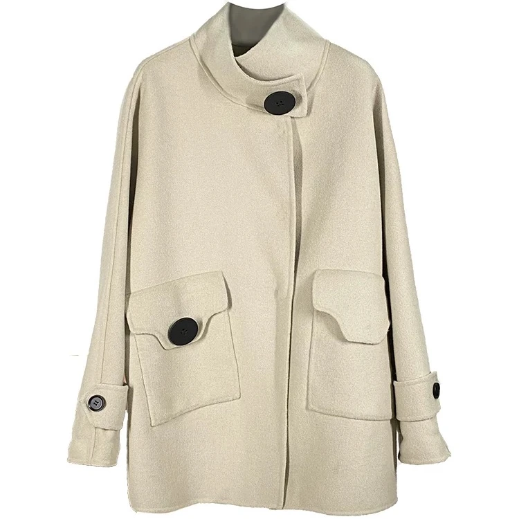 羊毛大衣网红女士设计师双面呢气质秋冬时尚5804