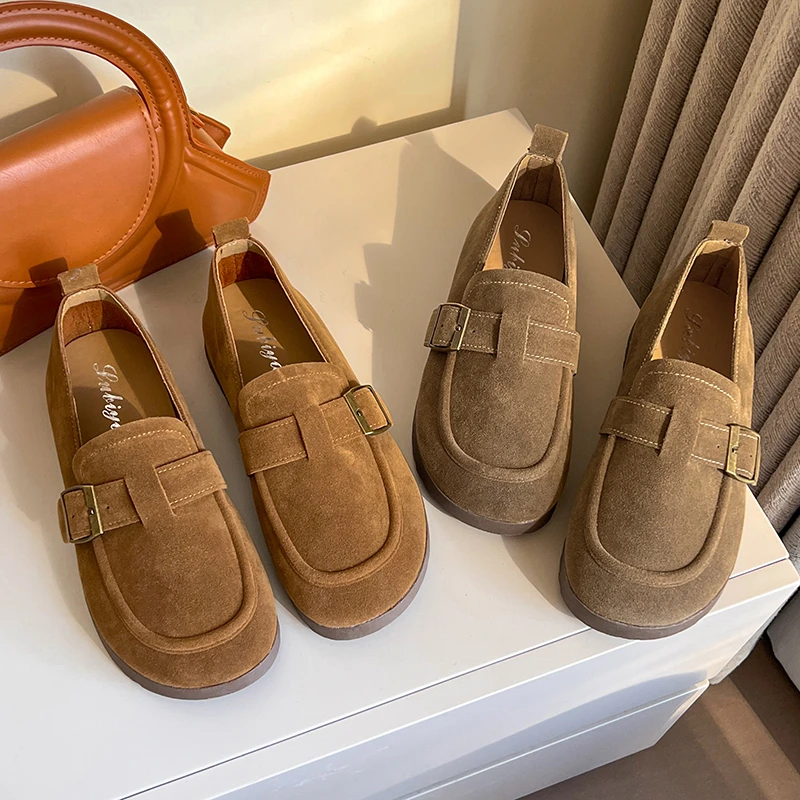 勃肯鞋女平底单鞋2024年新款春秋一脚蹬厚底豆豆鞋软底休闲乐福鞋