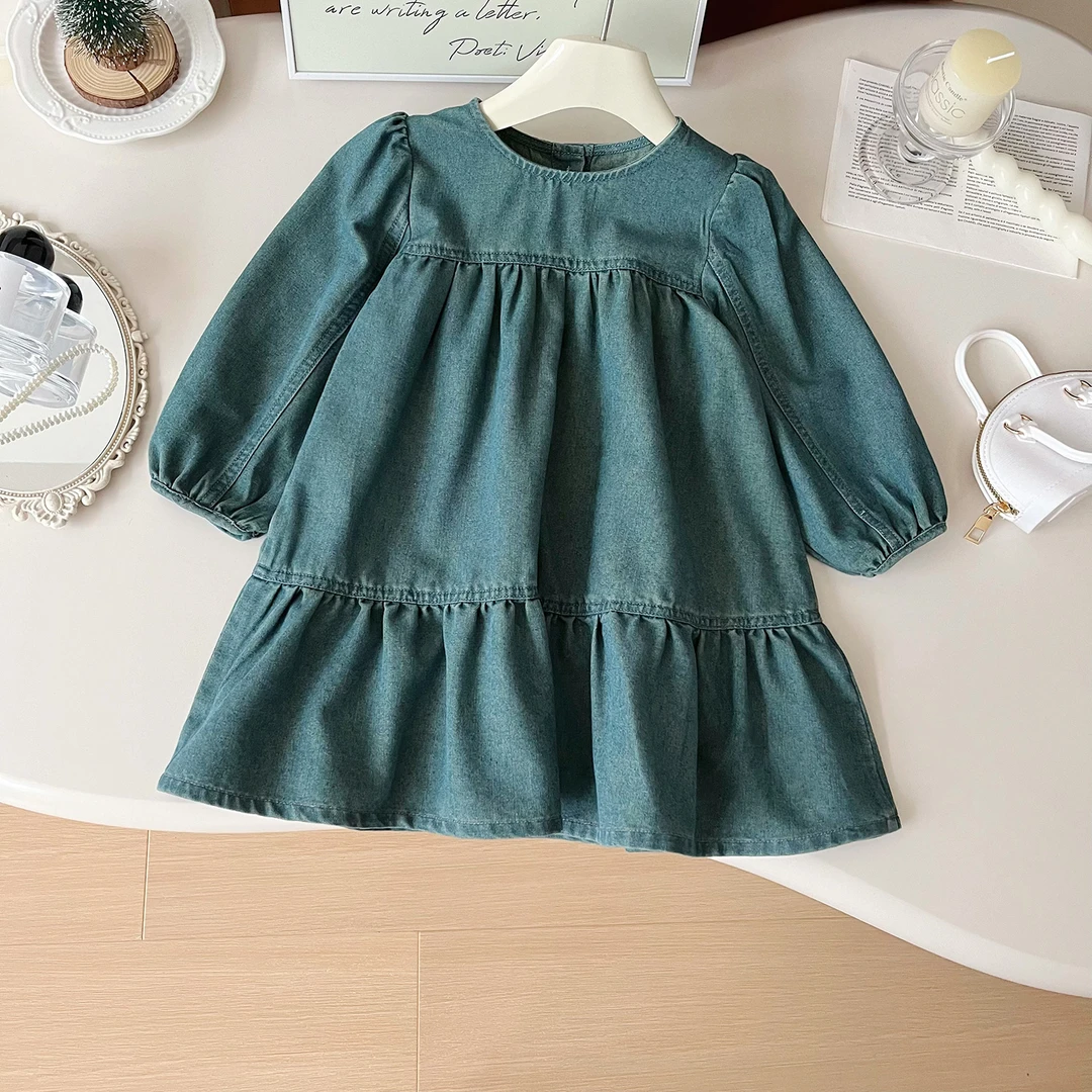 2024秋季新款韩版时尚女童休闲宽松长袖牛仔连衣裙Q67321