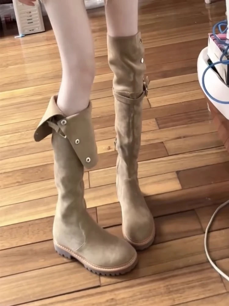 35-43平底175高个子长靴复古显瘦过膝长筒靴船袜女两穿高筒大码