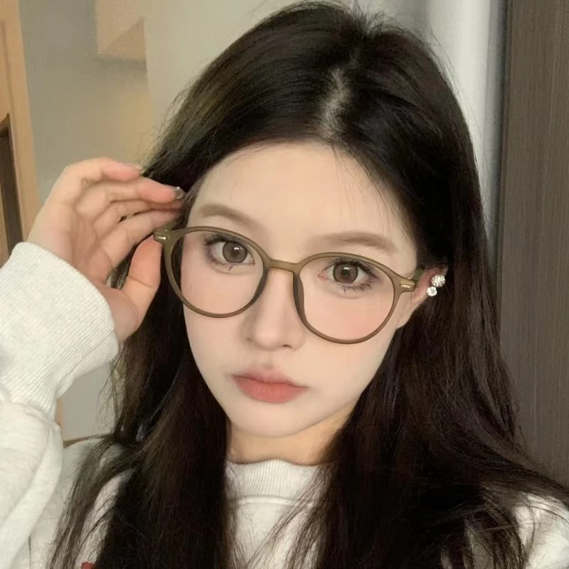 小红书同款韩版防辐射椭圆眼镜框女可配度数素颜网红全框眼镜架潮