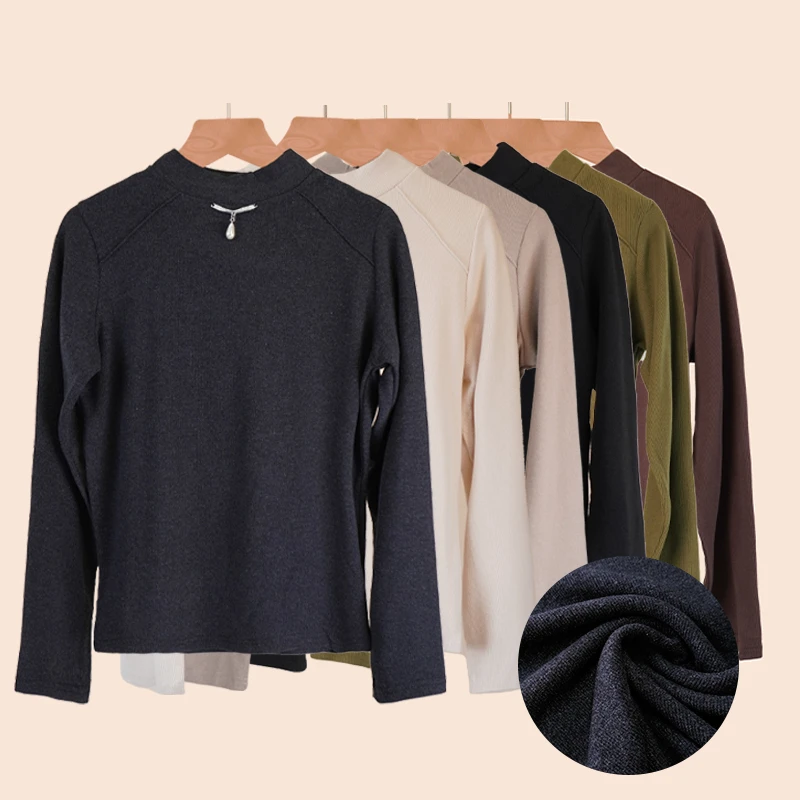 打底双面磨绒2024秋冬保暖半高领纯色长袖软糯内搭9315