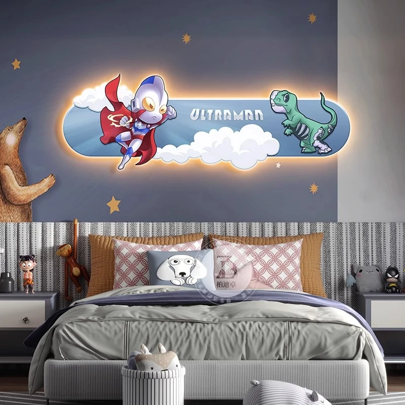 儿童房卧室装饰画奥特曼卡通男童男孩墙面床头房间创意画挂画