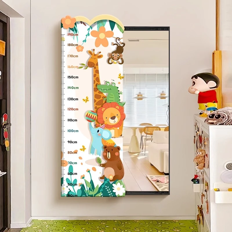 多巴胺卡通动物推拉隐藏式全身镜装饰画创意身高尺穿衣镜试衣镜画