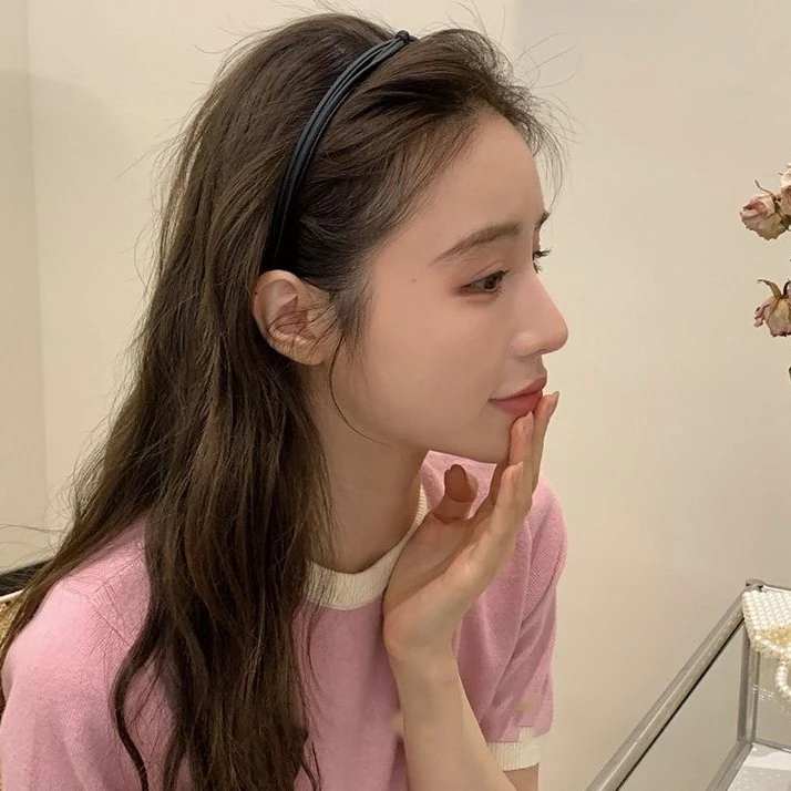 合金皮质发饰 ins甜美复古小仙女超细皮质发箍女新款洗脸发卡头箍