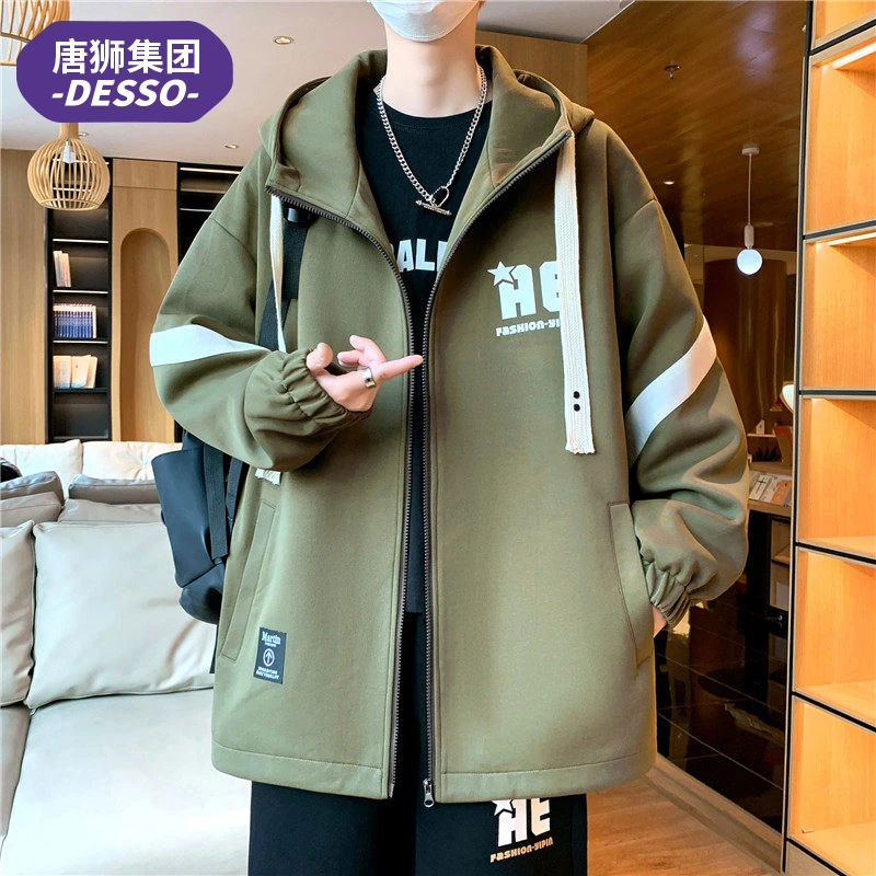 唐狮集团DESSO夹克男士秋冬季宽松百搭连帽休闲男外套上衣服男装