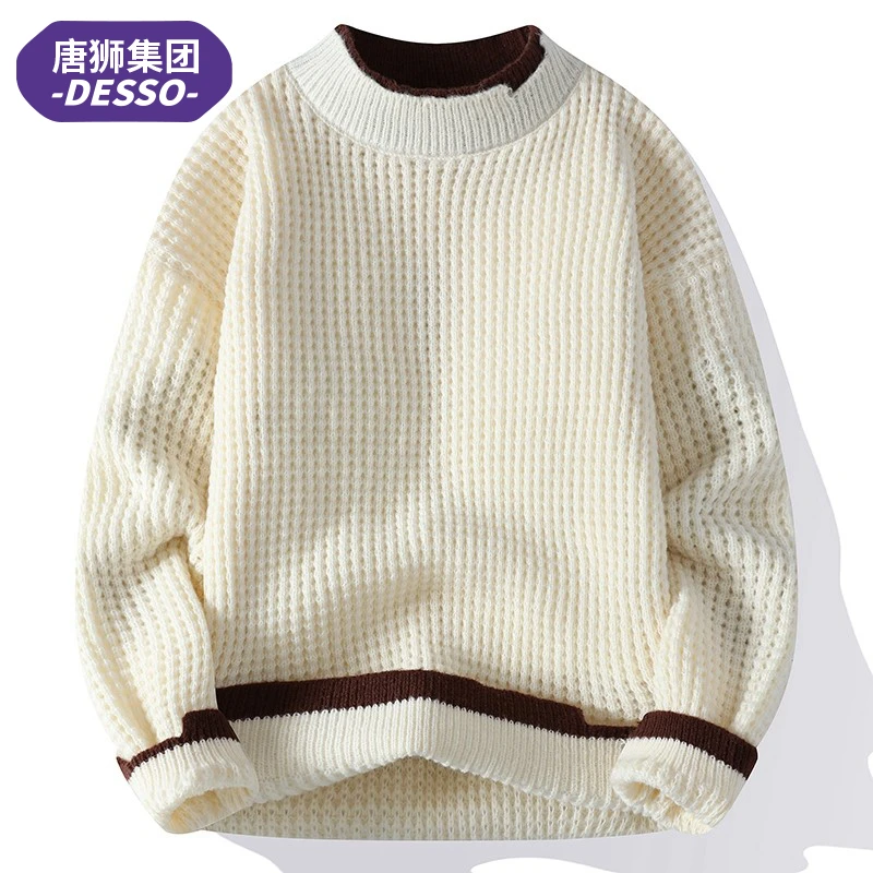 唐狮集团DESSO秋冬男士加厚毛衣潮牌针织衫圆领保暖打底衫上衣男