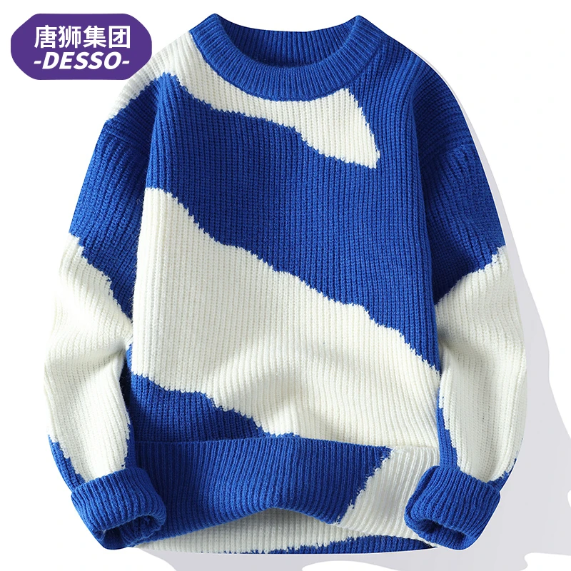 唐狮集团DESSO秋冬毛衣男宽松圆领加厚打底衫男士潮牌针织衫外套