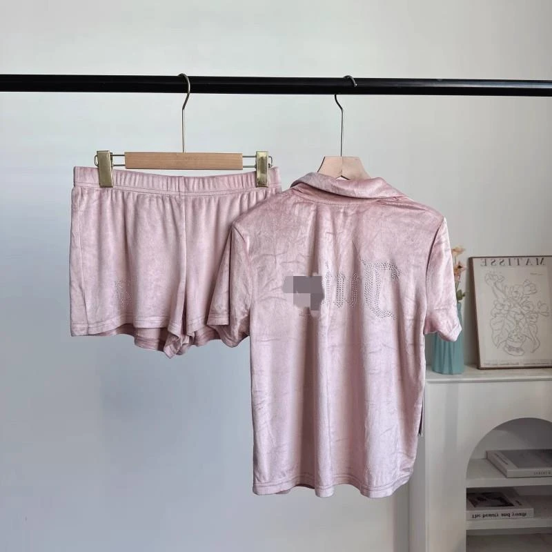 睡衣ui*y 秋冬款天鹅绒短袖短裤睡衣套装 保暖舒适宽松休闲家居服