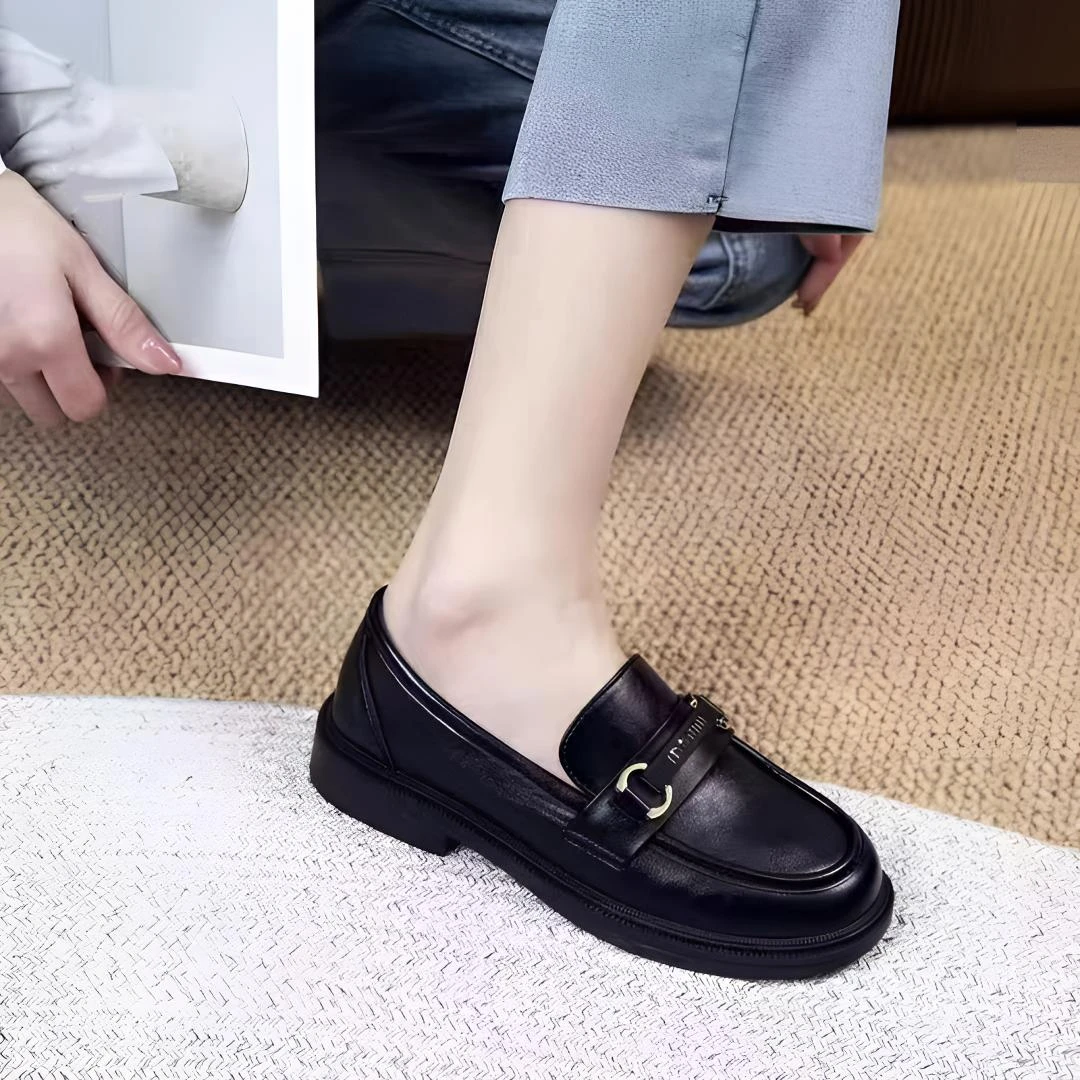 小皮鞋女乐福鞋复古单鞋百搭2024新款春秋英伦风软底软面女鞋T