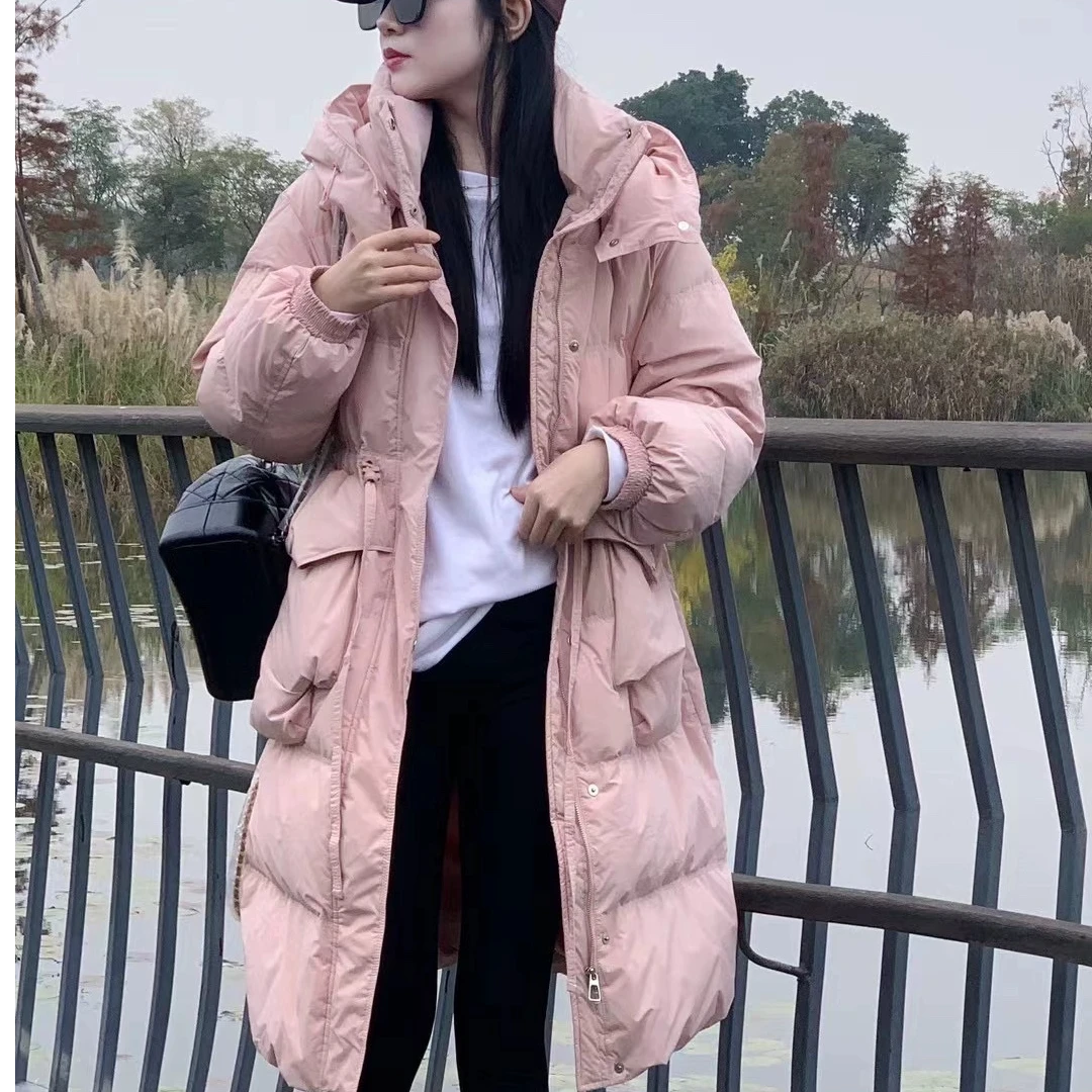 2024新款时尚韩版休闲百搭连帽宽松中长款加厚羽绒服-88067