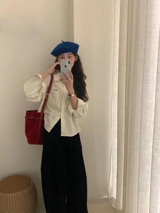 lovely@S5182   韩系POLO领重工刺绣衬衣外套 12.14