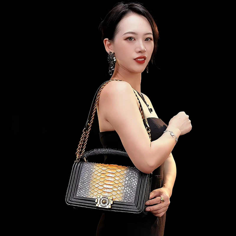 轻奢高档稀有皮女士包包-蛇皮辣妈011