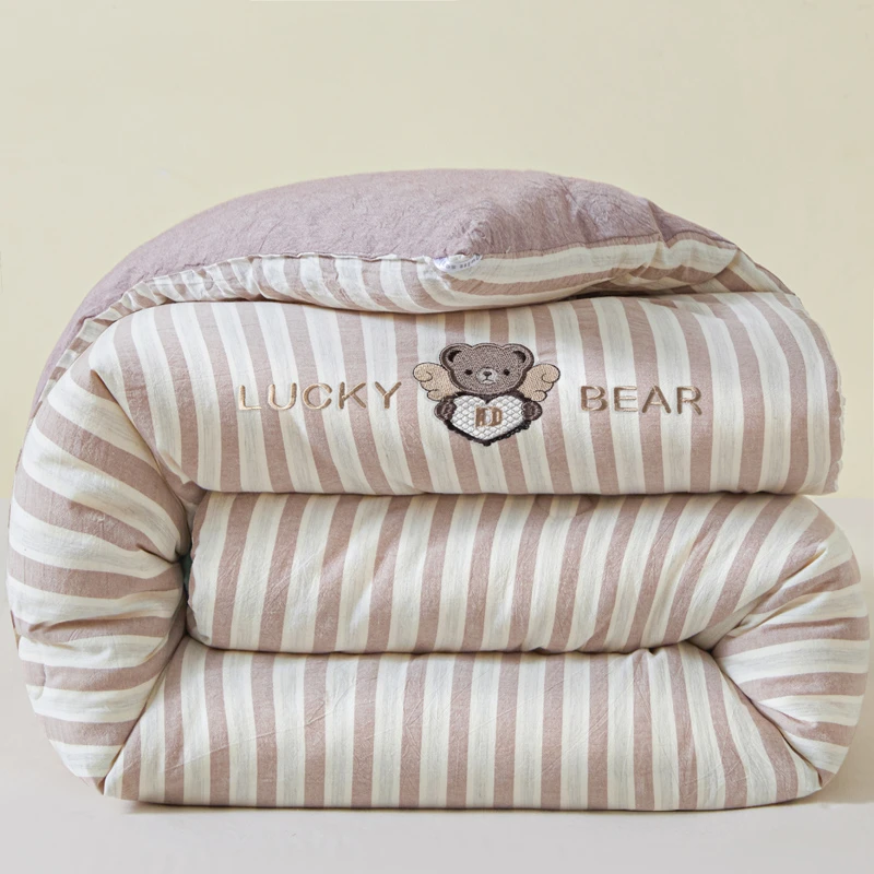 新款彩纱色织纯棉大豆棉单人学生宿舍被子被芯柔软亲肤舒适学生被