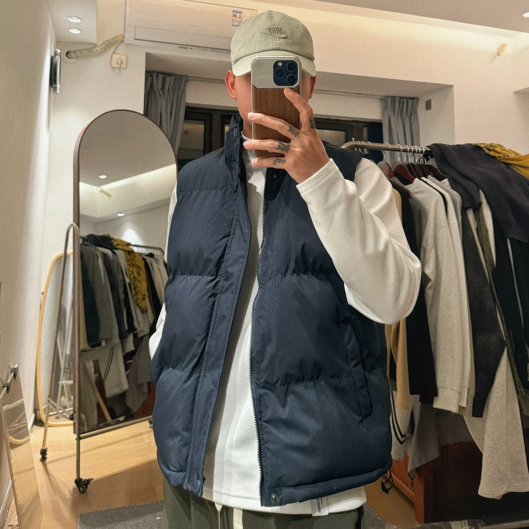 老颜秋冬保暖棉服马甲新款纯色简约加厚宽松百搭小外套运动男士