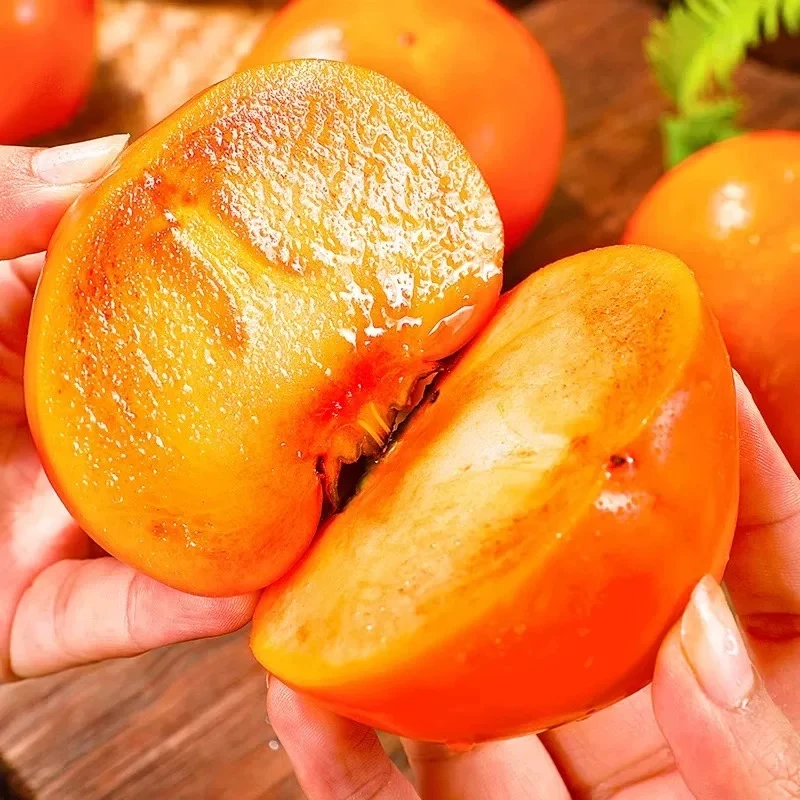 【直接吃】山西阳丰脆柿冰糖心脆柿巧克力脆柿新鲜采4.5斤