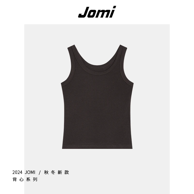 JOMI简约基础款纯色背心圆领短款修身打底上衣J2391309