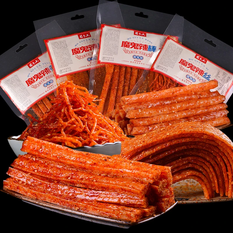 思乡山火爆辣丝包香辣味辣丝麻辣面筋辣条湖南特产平江大辣片零食