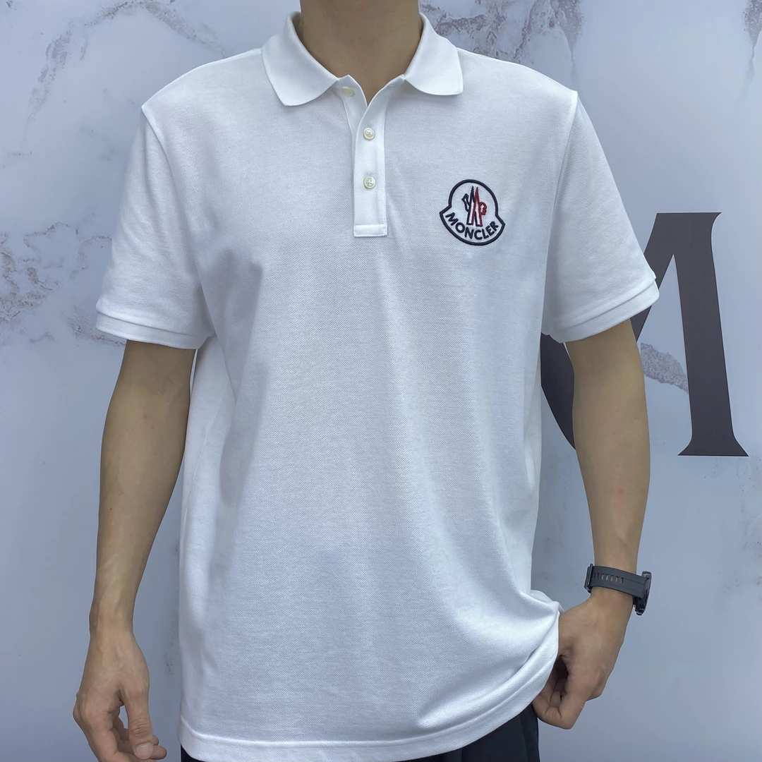 蒙扣男士白色运动休闲翻领短袖8A00004-84556-001
