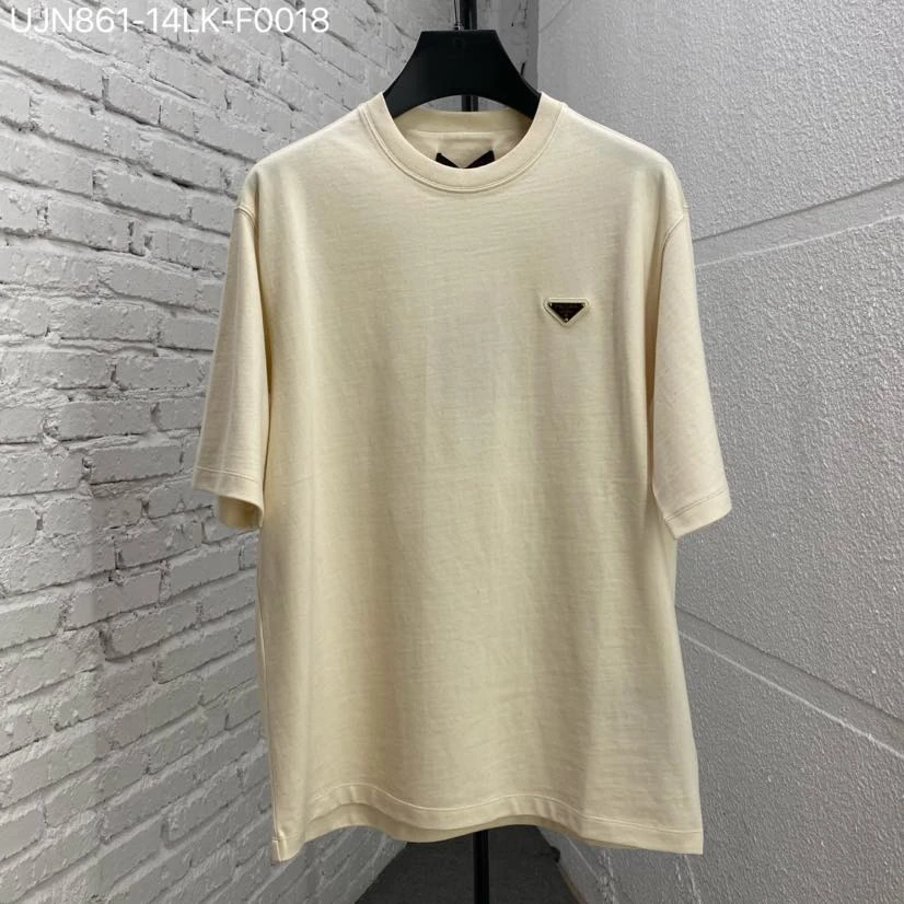 prada普拉达卡其色短袖T恤UJN861-14LK-F0018