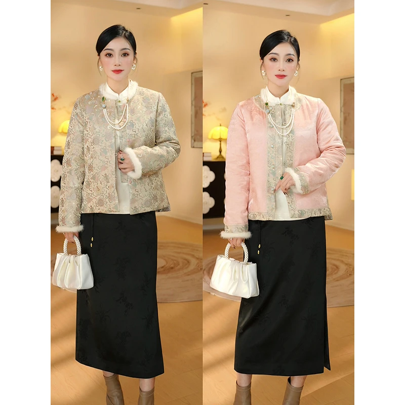 《晓君定制》2783 时尚气质新中式显瘦中国风复古棉服