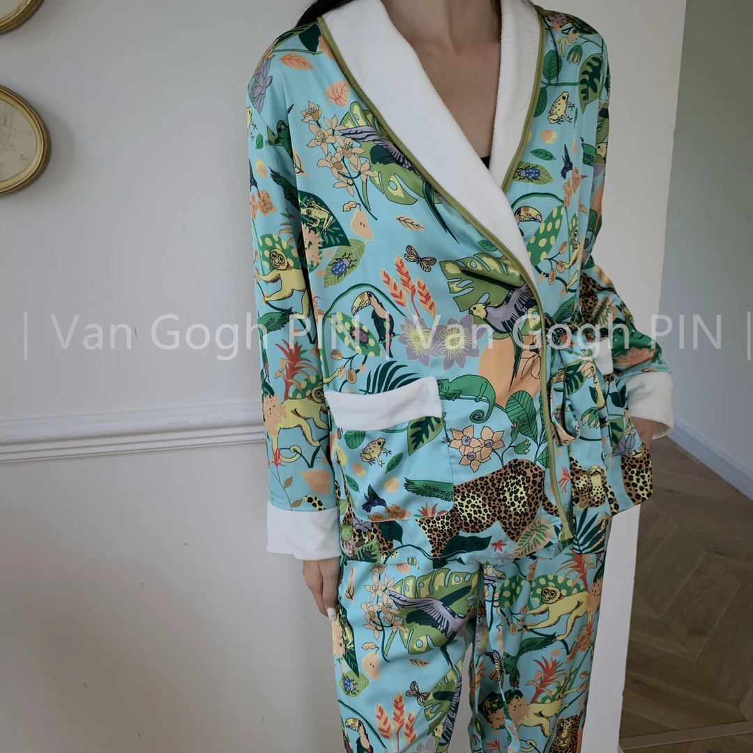 【蒂凡尼·软丝加婴儿绒】 小众冬季加绒新款显瘦气质居家服睡衣套装